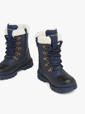 blau rutschhemmender wasserabweisender schnürstiefel für jungen - tommy hilfiger