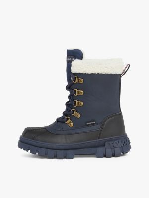 blau rutschhemmender wasserabweisender schnürstiefel für jungen - tommy hilfiger