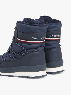 bottes de neige à lacets et bande emblématique bleu pour garçons tommy hilfiger