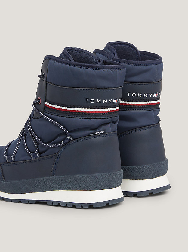 Signature Tape Lace-Up Snow Boots | Blue | Tommy Hilfiger