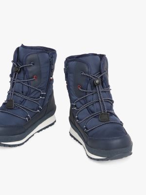 blau lace-up schneestiefel mit tommy-tape für jungen - tommy hilfiger