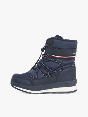 blau lace-up schneestiefel mit tommy-tape für jungen - tommy hilfiger