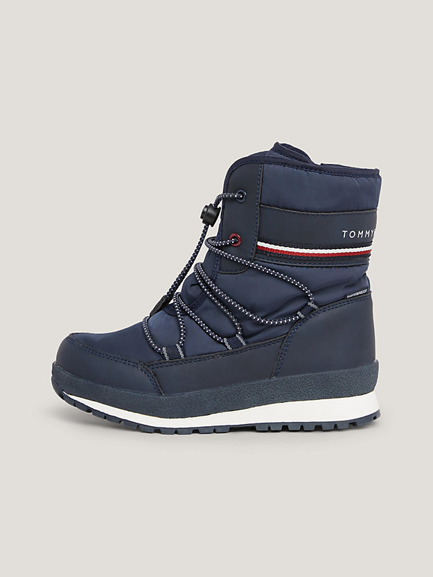 Signature Tape Lace-Up Snow Boots | Blue | Tommy Hilfiger