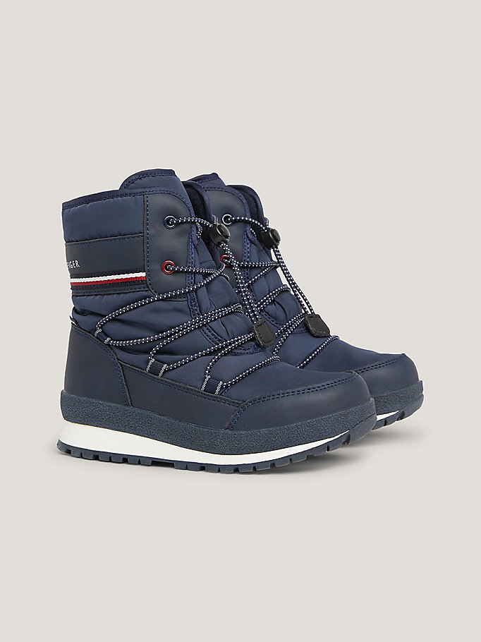 Tommy Hilfiger Lace-Up Snow Blue | Signature Boots | Tape