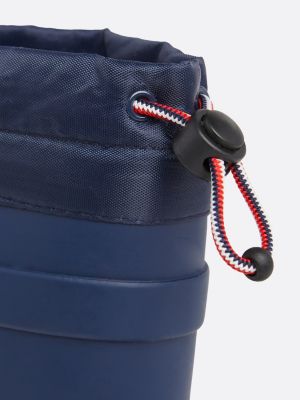 blue logo toggle cord cleat rain boots for kids unisex tommy hilfiger