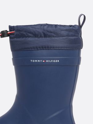 blue logo toggle cord cleat rain boots for kids unisex tommy hilfiger