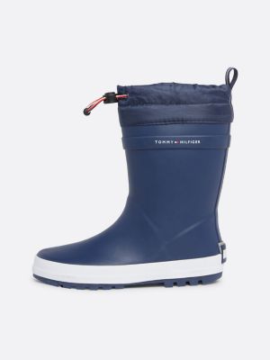 blue logo toggle cord cleat rain boots for kids unisex tommy hilfiger