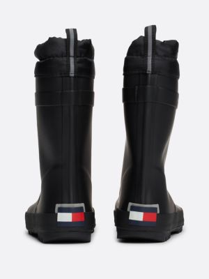 schwarz rutschhemmender gummistiefel mit kordelzug für unisex kinder - tommy hilfiger