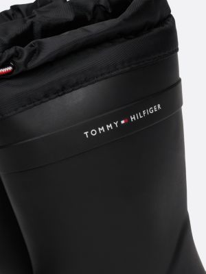 schwarz rutschhemmender gummistiefel mit kordelzug für unisex kinder - tommy hilfiger