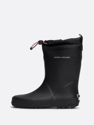 schwarz rutschhemmender gummistiefel mit kordelzug für unisex kinder - tommy hilfiger