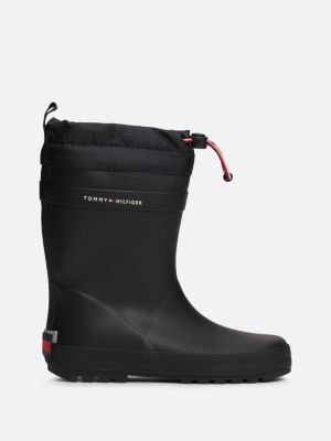 black logo toggle cord cleat rain boots for kids unisex tommy hilfiger