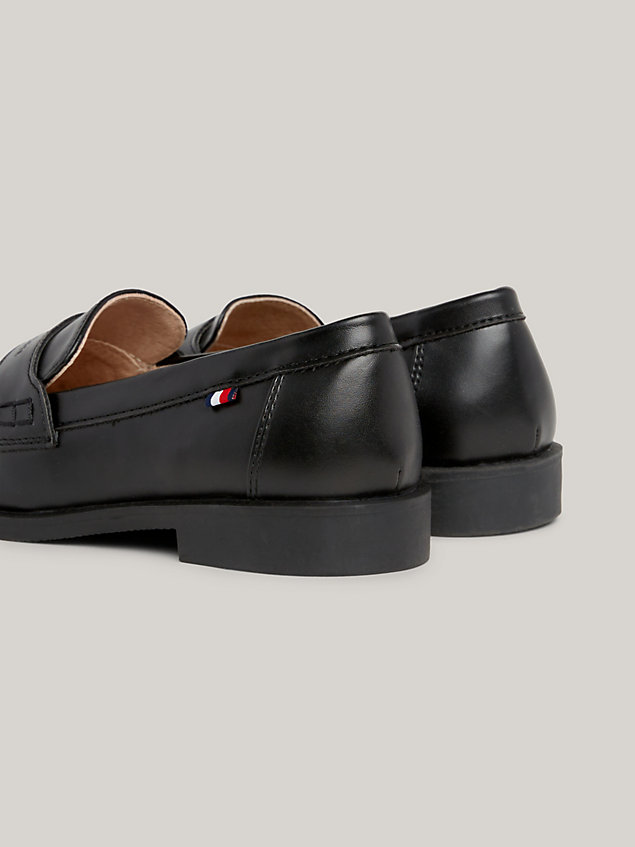 black smooth logo slip-on shoes for boys tommy hilfiger