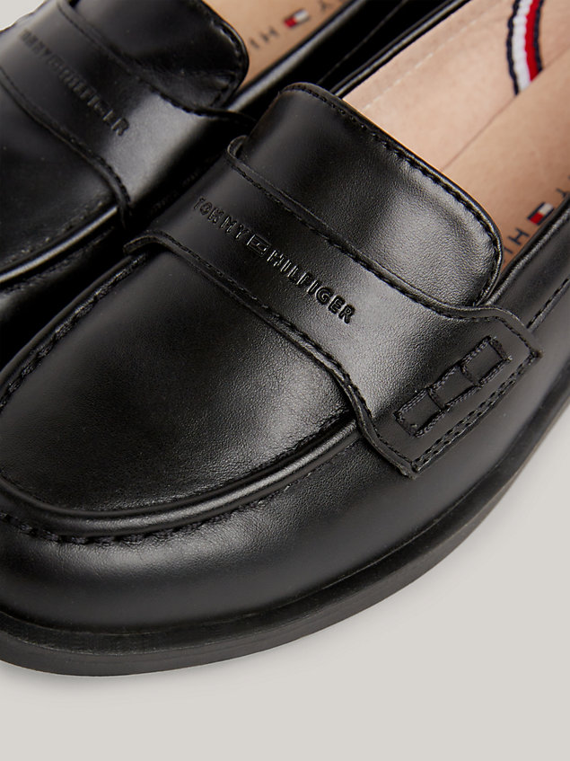 black smooth logo slip-on shoes for boys tommy hilfiger