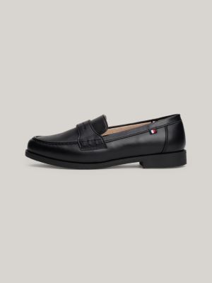 schwarz loafer mit glattem finish und logo für jungen - tommy hilfiger