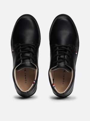 scarpe stringate con finitura liscia nero da bambini tommy hilfiger