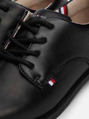 scarpe stringate con finitura liscia nero da bambini tommy hilfiger