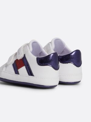 zapatillas deportivas de velcro y purpurina blanco de niñas tommy hilfiger