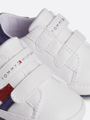 zapatillas deportivas de velcro y purpurina blanco de niñas tommy hilfiger