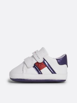 zapatillas deportivas de velcro y purpurina blanco de niñas tommy hilfiger