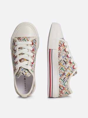 meerdere kleuren canvas sneaker met th-monogramprint voor meisjes - tommy hilfiger