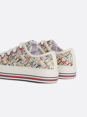 meerdere kleuren canvas sneaker met th-monogramprint voor meisjes - tommy hilfiger