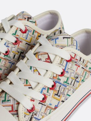 meerdere kleuren canvas sneaker met th-monogramprint voor meisjes - tommy hilfiger