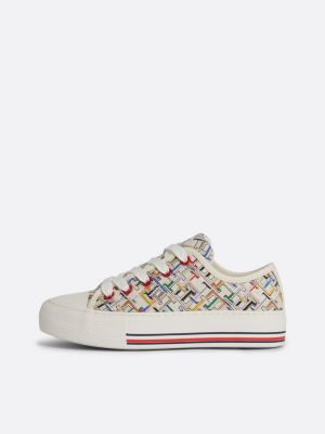 meerdere kleuren canvas sneaker met th-monogramprint voor meisjes - tommy hilfiger