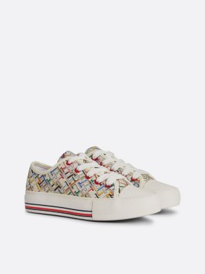 zapatillas de lona con monogramas th multi de niñas tommy hilfiger