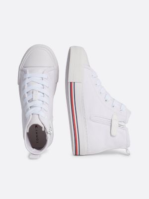 zapatillas de corte alto con logo blanco de niñas tommy hilfiger