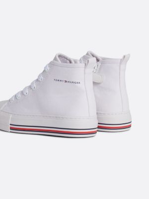 zapatillas de corte alto con logo blanco de niñas tommy hilfiger