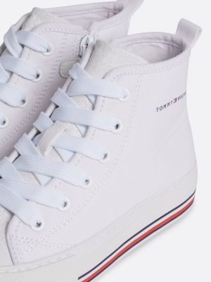 zapatillas de corte alto con logo blanco de niñas tommy hilfiger