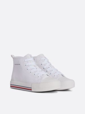 zapatillas de corte alto con logo white de niñas tommy hilfiger