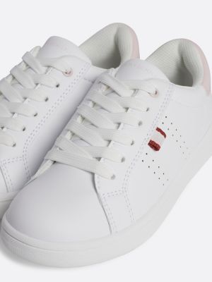 zapatillas con panel a contraste en el talón blanco de niñas tommy hilfiger