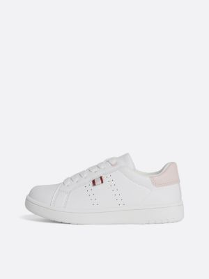 zapatillas con panel a contraste en el talón blanco de niñas tommy hilfiger