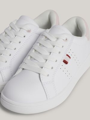 zapatillas con panel a contraste en el talón blanco de niñas tommy hilfiger