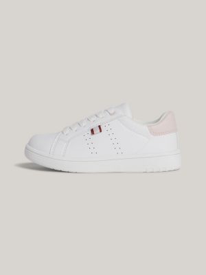 zapatillas con panel a contraste en el talón blanco de niñas tommy hilfiger