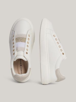 zapatillas sin cordones con rayas metalizadas blanco de niñas tommy hilfiger