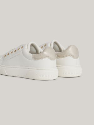 zapatillas sin cordones con rayas metalizadas blanco de niñas tommy hilfiger