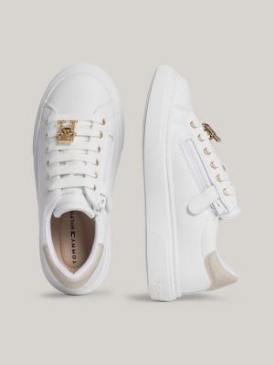 zapatillas deportivas con monograma th blanco de niñas tommy hilfiger