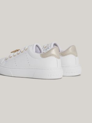 zapatillas deportivas con monograma th blanco de niñas tommy hilfiger