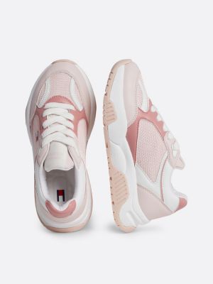 pink tonal panel fine cleat trainers for girls tommy hilfiger