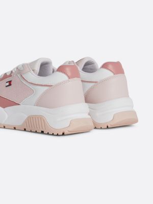 pink tonal panel fine cleat trainers for girls tommy hilfiger