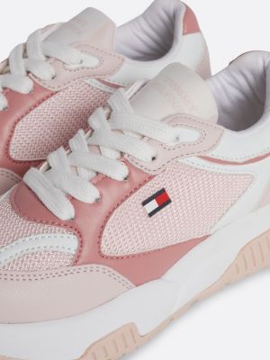 Ton sur ton sneaker met fijn profiel Roze Tommy Hilfiger