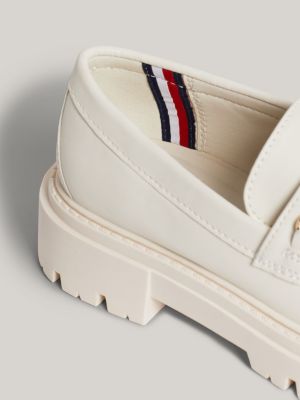 white th monogram chain chunky cleat loafers for girls tommy hilfiger
