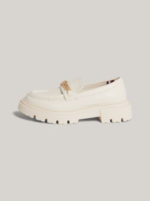 white th monogram chain chunky cleat loafers for girls tommy hilfiger