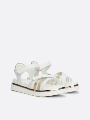 sandali con fascette metallizzate e in glitter white da bambine tommy hilfiger