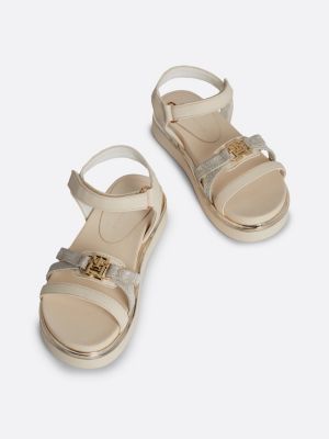 pink th monogram hook and loop sandals for girls tommy hilfiger