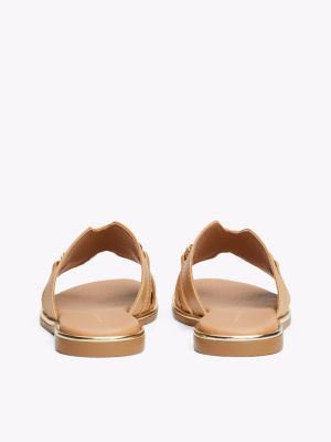 beige th monogram chain flat slides for girls tommy hilfiger