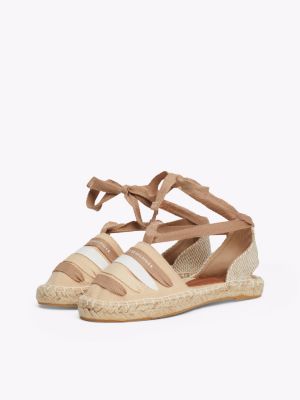 beige espadrille aus canvas mit mehreren riemen für mädchen - tommy hilfiger