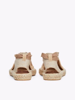 beige espadrille aus canvas mit mehreren riemen für mädchen - tommy hilfiger